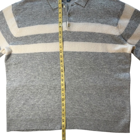 American Eagle Outfitters Men’s Gray and Cream Striped Polo XXL Sweater - Picture 3 of 6